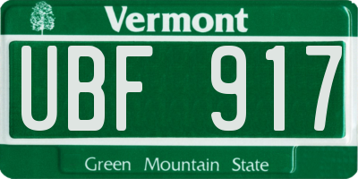 VT license plate UBF917