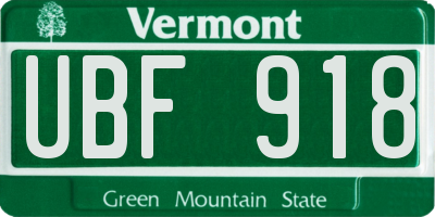 VT license plate UBF918