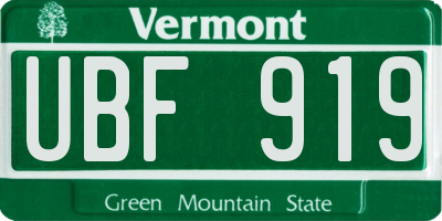 VT license plate UBF919