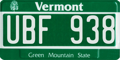 VT license plate UBF938