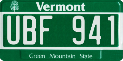 VT license plate UBF941