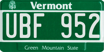 VT license plate UBF952