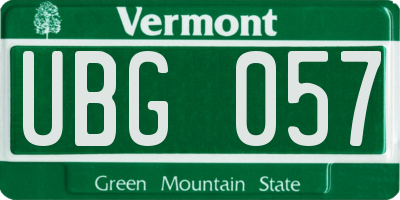 VT license plate UBG057