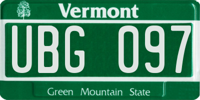 VT license plate UBG097