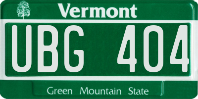 VT license plate UBG404