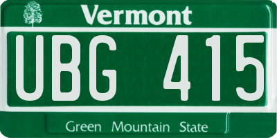 VT license plate UBG415