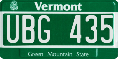 VT license plate UBG435
