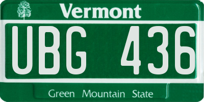 VT license plate UBG436