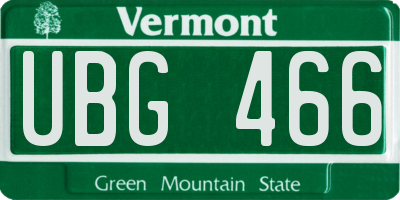 VT license plate UBG466