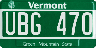 VT license plate UBG470