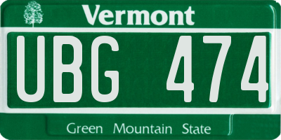 VT license plate UBG474