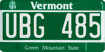 VT license plate UBG485