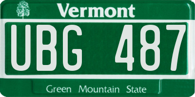 VT license plate UBG487