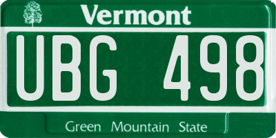 VT license plate UBG498