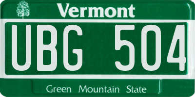VT license plate UBG504