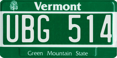 VT license plate UBG514