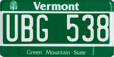 VT license plate UBG538