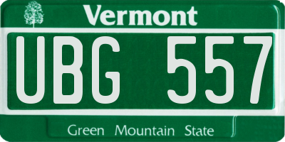 VT license plate UBG557