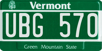 VT license plate UBG570