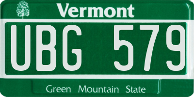 VT license plate UBG579