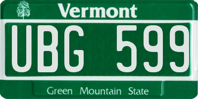 VT license plate UBG599
