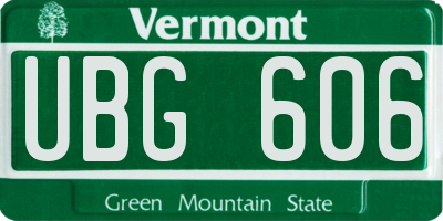 VT license plate UBG606