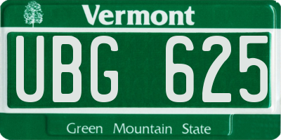 VT license plate UBG625