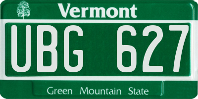 VT license plate UBG627