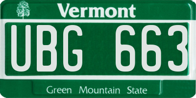VT license plate UBG663