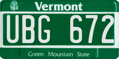 VT license plate UBG672