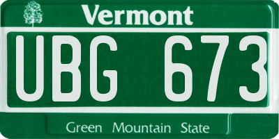 VT license plate UBG673