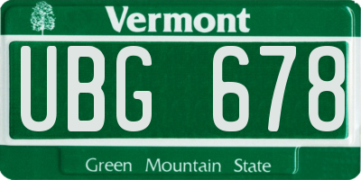 VT license plate UBG678