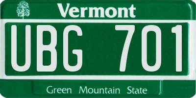 VT license plate UBG701