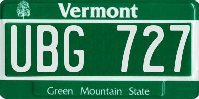 VT license plate UBG727