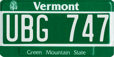 VT license plate UBG747