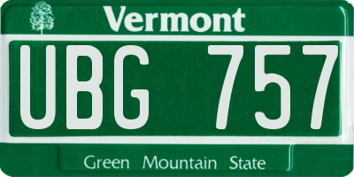 VT license plate UBG757