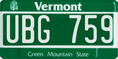 VT license plate UBG759