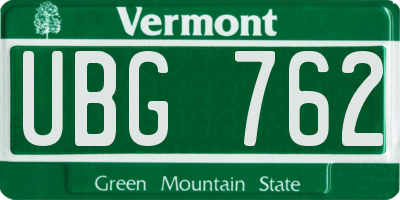 VT license plate UBG762