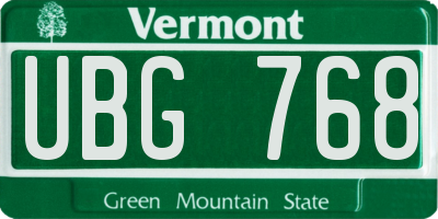 VT license plate UBG768