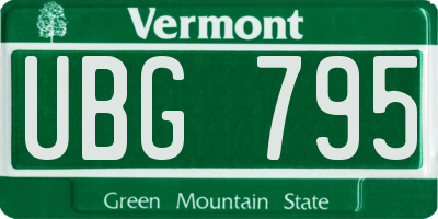 VT license plate UBG795