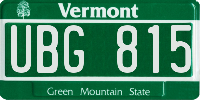VT license plate UBG815
