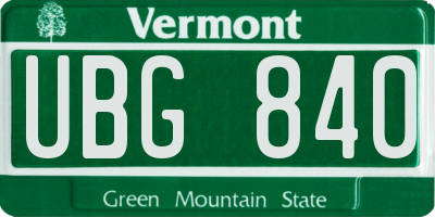 VT license plate UBG840