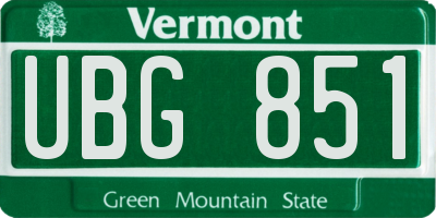 VT license plate UBG851