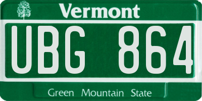VT license plate UBG864