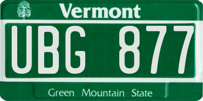 VT license plate UBG877