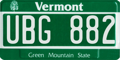VT license plate UBG882