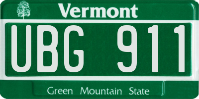 VT license plate UBG911