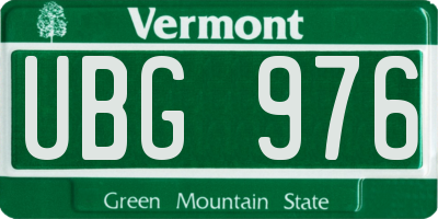 VT license plate UBG976