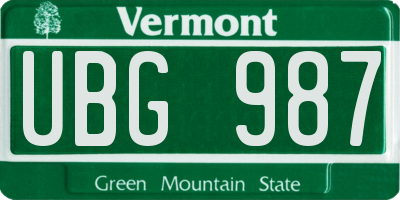 VT license plate UBG987