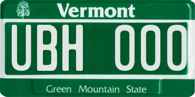 VT license plate UBH000